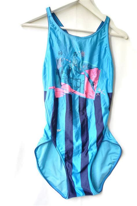 Vintage Speedo Swimsuit Novelty Print Beach Seaside Striped Etsy
