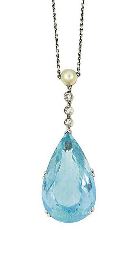 An Aquamarine Pearl And Diamond Pendant Necklace Christies