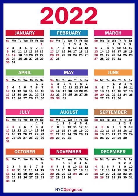 2022 Calendar With Holidays Calendar Printables Free Printable