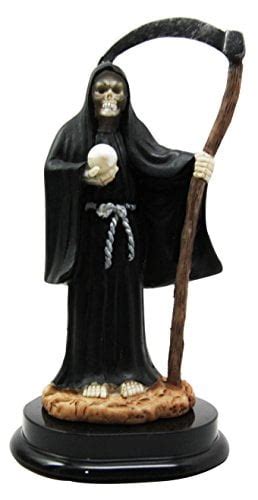 55 Tall Black Santa Muerte With Scythe Protection Decorative Figurine