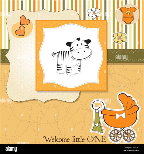 Cute Baby Shower Card With Zebra Stock Photo Alamy