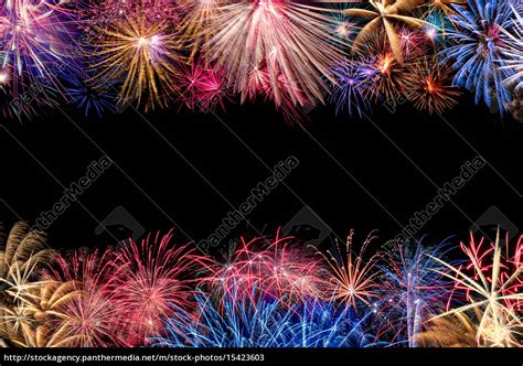 Colorful Fireworks Display Border Royalty Free Image 15423603