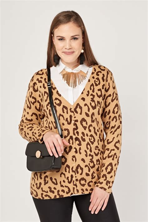 Leopard Print Knitted Cardigan Just 7