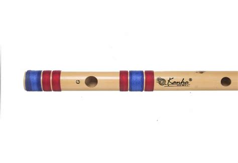 Kanha Flutes G Scale Natural Medium Assam Bamboo Flute Musical Instrument Size 13 Inch Bansuri