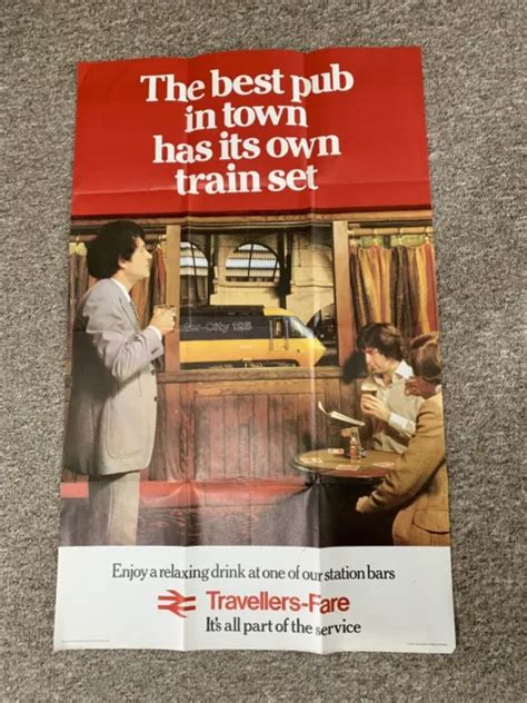 Rare Original British Rail Poster 70s Train Station Pub Large 100 X