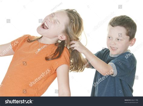 Young Boy Pulling Girls Hair Stock Photo 68621788 Shutterstock