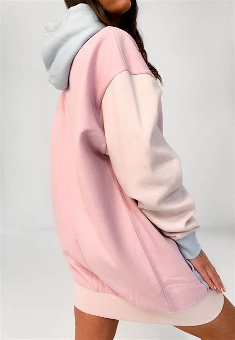 Pink Colourblock Missguided Oversized Hoodie Dress | Missguided