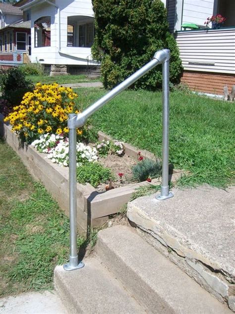Industrial Pipe Hand Rail Outdoor Free Standing Stair Railing Etsy
