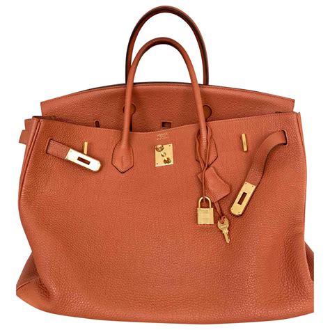 Hermès Birkin 40 Leather Handbag In Orange Lyst