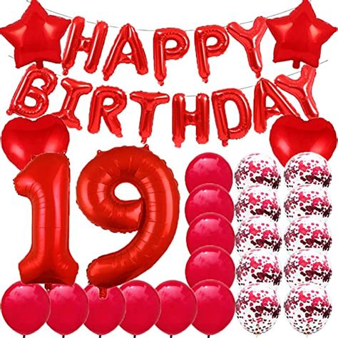 Sweet 19th Birthday Decorations Party Suppliesred Number 19 Balloons