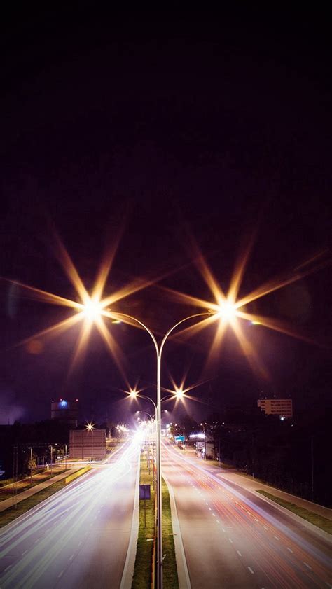 Night Road Exposure Dark Light City Car Vignette Iphone Wallpapers Free