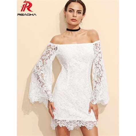 Rekka Sexy Women White Lace Dress Summer Woman Party Dresses Long Sleeves Open Womens Club Wear