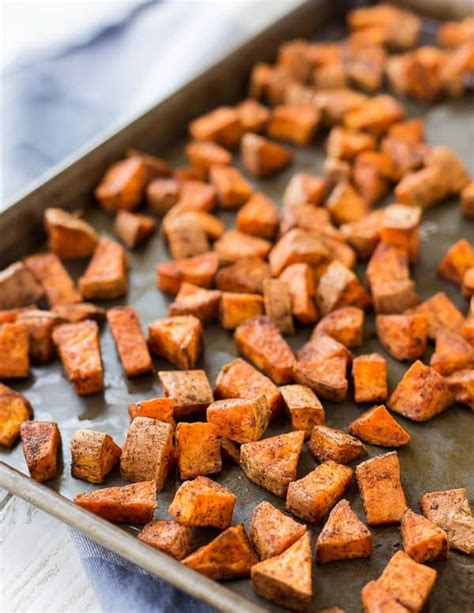 I will warn you that it may seem like a bit too much oil in the beginning, but this amount of fat helps to give the sweet potatoes a nice crisp exterior that will make you want to eat the entire batch. Oven Roasted Sweet Potatoes - Southwestern Style - Rachel ...