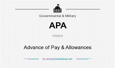 APA Advance Of Pay Allowances In Government Military By
