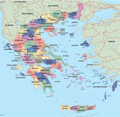 Greece Political Map Political Map Of Greece Southern Europe Europe