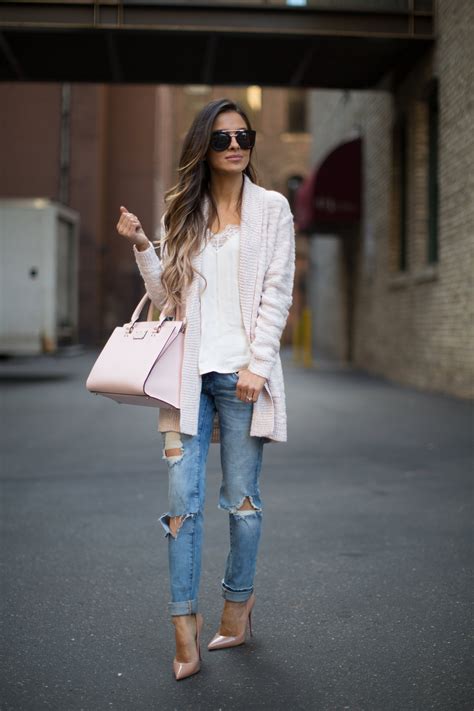 Pink Cardigan And Ripped Jeans Mia Mia Mine