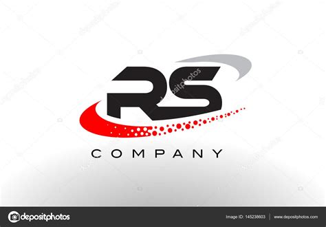 Rs Modern Letter Logo Design With Red Dotted Swoosh — Stock Vector