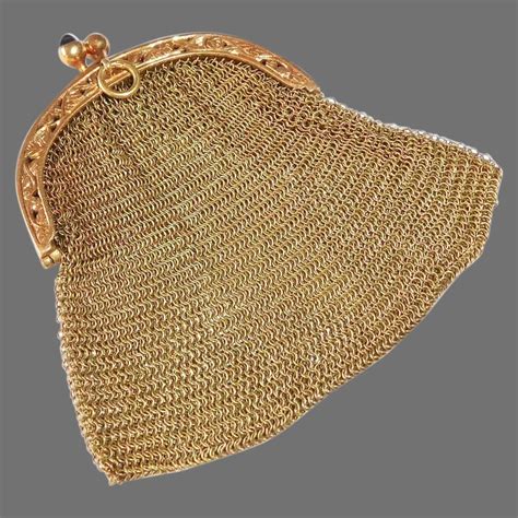 Whiting Davis Gold Metal Mesh Purse Original Box Bejewelled Ruby Lane