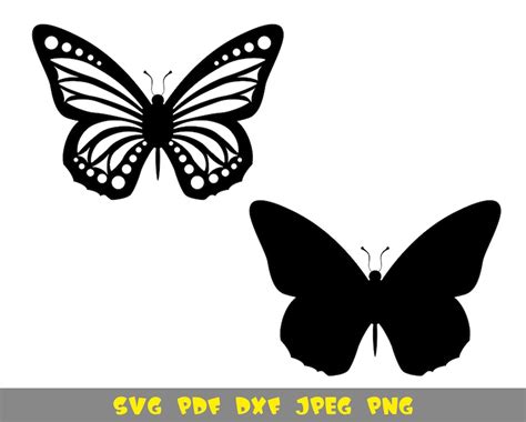 Butterfly Silhouette Svg Png Dxf Pdf  Files Etsy