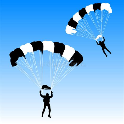 Placez Le Parachutiste Vecteur De Parachutage De Silhouettes