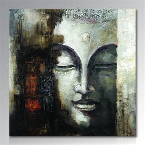 Framed Hand Painted Buddha Oil Painting On Canvas Modern Wall Art