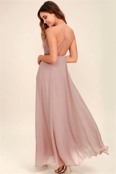 Lovely Mauve Dress Lace Dress Maxi Dress 11200