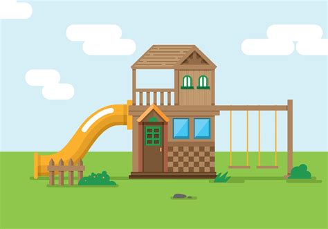 Playhouse With Slide Vector Vector Art At Vecteezy