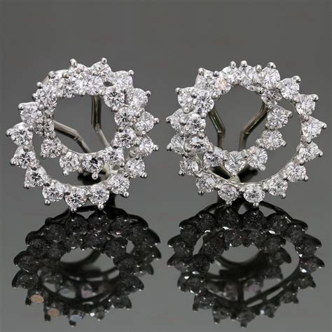Tiffany Co Swirl Diamond Platinum Clip On Earrings