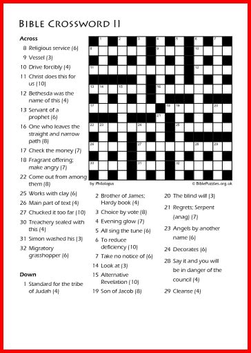 Bible Crossword Puzzles Printable For Kids