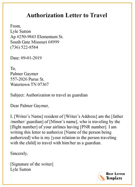Written Authorization Letter Sample Master Of Template Document