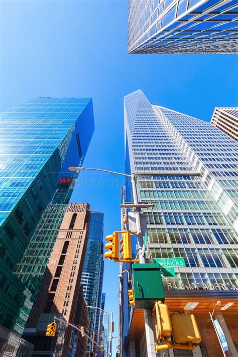 Street View With Skyscrapers In Manhattan Nyc Editorial Photography