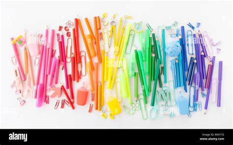 Colorful Office Supplies Stock Photo Alamy