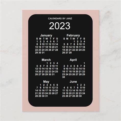 2023 Thistle Neon 6 Month Mini Calendar By Janz Postcard Zazzle