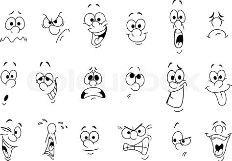 cartoon facial expressions set stock vector colourbox