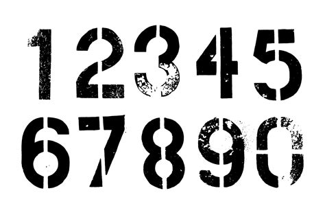 Stencil Grunge Numbers 770414 Elements Design Bundles