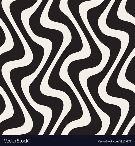 Seamless Black And White Wavy Lines Pattern Vector Image