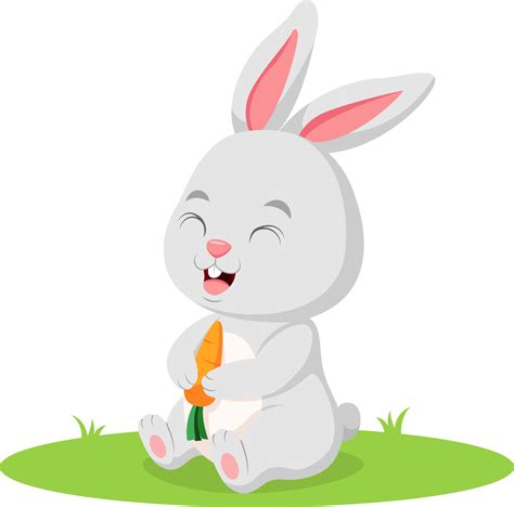 Cute Little Rabbit Cartoon Holding A Carrot 8154141 Vector Art At Vecteezy