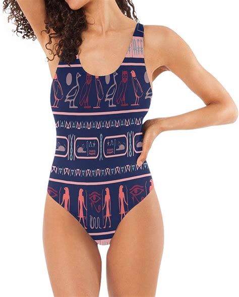 Mahu Swimsuits Egyptian Ethnic Tribal Hieroglyph One Piece Bikini Swimwear Sexy Bathing Suits