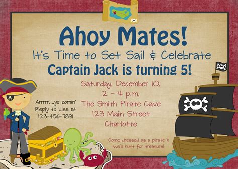 A Free Printable Pirate Birthday Party Invitation She