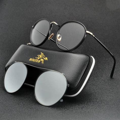 vintage full rim polarized clip on prescription myopia polarized sunglasses set women men