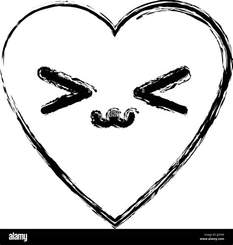 Kawaii Heart Love Romance Passion Adorable Symbol Stock Vector Image