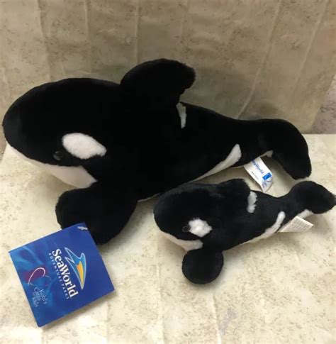 Sea World Shamu Plush Orca Killer Whale Lot 9” 15” Stuffed Animal Black
