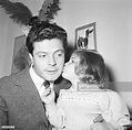 Italian actor Marcello Mastroianni with his daughter Barbara, kissing ...