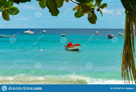 Tropical Beach With Fisher Boats Stock Photo Image Of Maritime