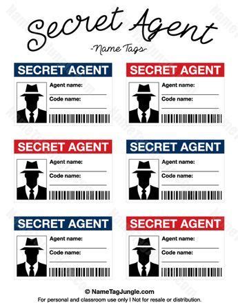 Free Printable Secret Agent Name Tags These Would Be Great For A Spy