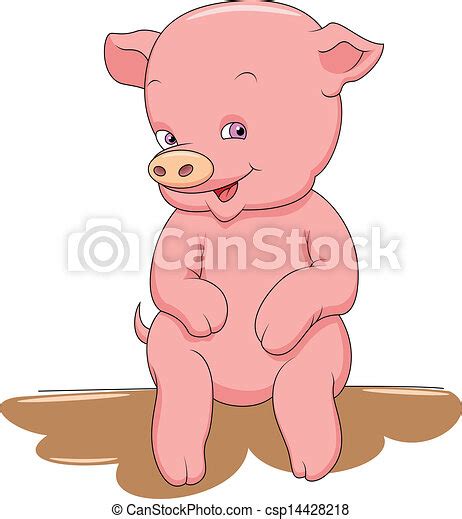 Happy Smiling Little Baby Pig Vector Illustration Canstock