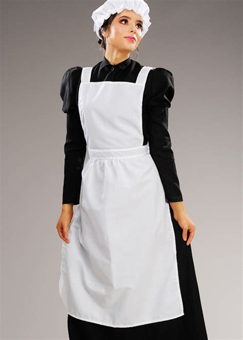 Womens Deluxe Victorian Maid Long White Apron