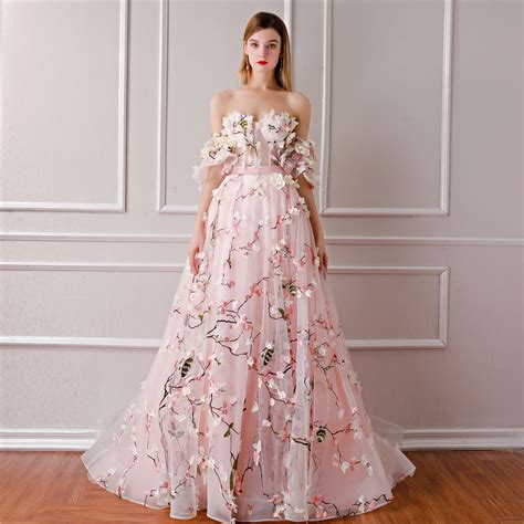 Flower Fairy Blushing Pink Prom Dresses 2019 A Line Princess