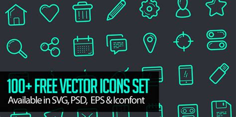 Vector Icon Set 100 Icons Free Download Icons Graphic Design