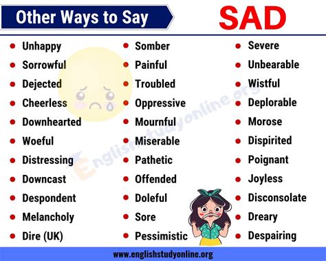 Sad Synonym Practical List Of 46 Other Words For Sad English Study